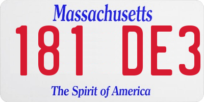 MA license plate 181DE3