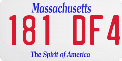 MA license plate 181DF4