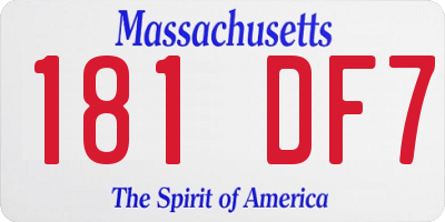 MA license plate 181DF7
