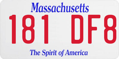 MA license plate 181DF8