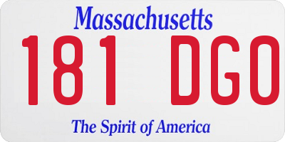 MA license plate 181DG0