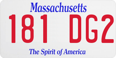 MA license plate 181DG2