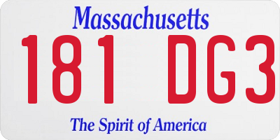 MA license plate 181DG3