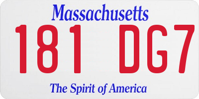 MA license plate 181DG7