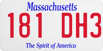 MA license plate 181DH3