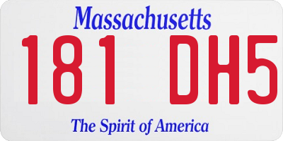 MA license plate 181DH5