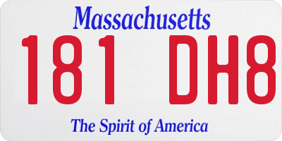 MA license plate 181DH8