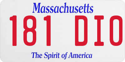 MA license plate 181DI0