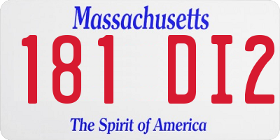 MA license plate 181DI2