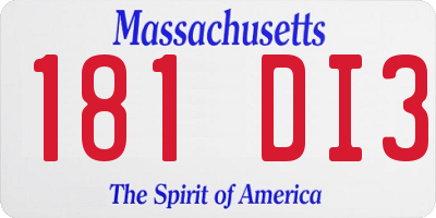MA license plate 181DI3