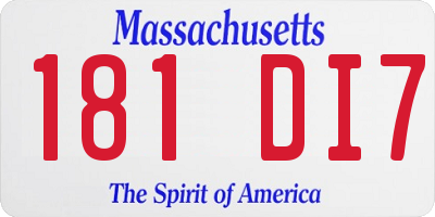 MA license plate 181DI7