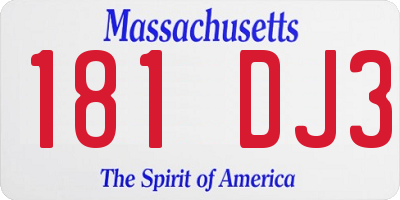 MA license plate 181DJ3