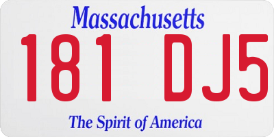 MA license plate 181DJ5