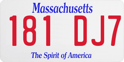 MA license plate 181DJ7
