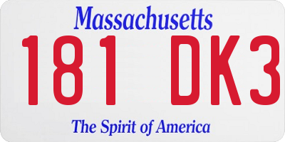 MA license plate 181DK3