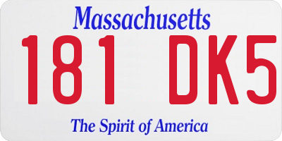 MA license plate 181DK5