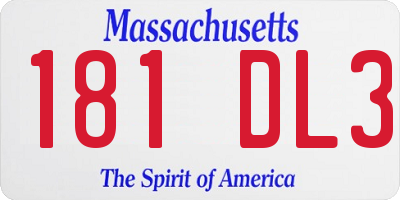 MA license plate 181DL3