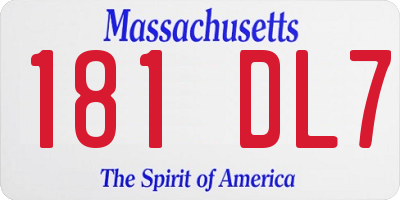 MA license plate 181DL7