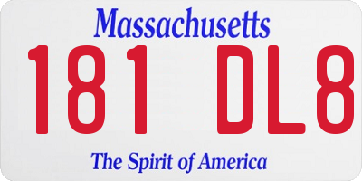 MA license plate 181DL8