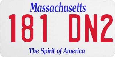 MA license plate 181DN2