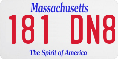 MA license plate 181DN8