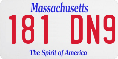 MA license plate 181DN9