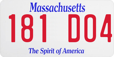 MA license plate 181DO4