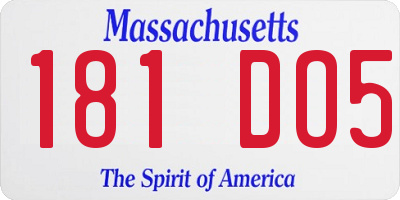 MA license plate 181DO5