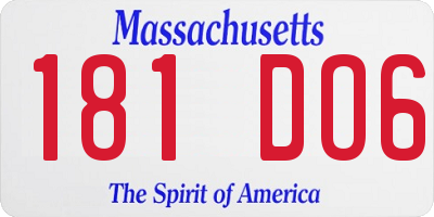 MA license plate 181DO6