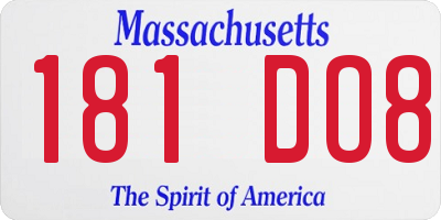 MA license plate 181DO8