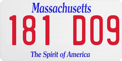 MA license plate 181DO9