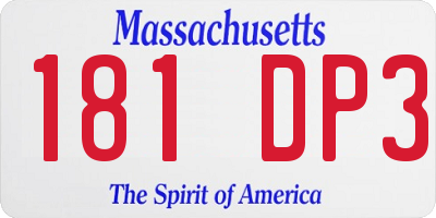 MA license plate 181DP3