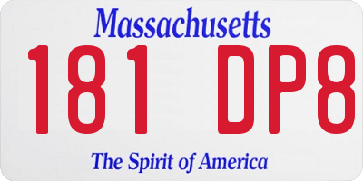 MA license plate 181DP8
