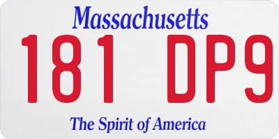 MA license plate 181DP9