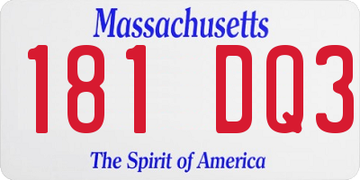 MA license plate 181DQ3