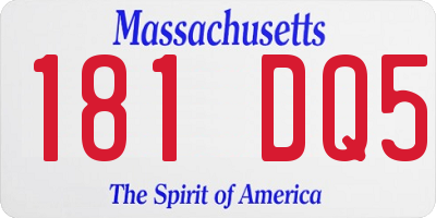 MA license plate 181DQ5