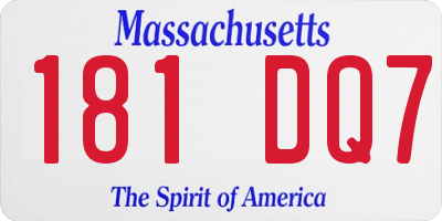 MA license plate 181DQ7