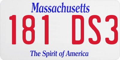 MA license plate 181DS3