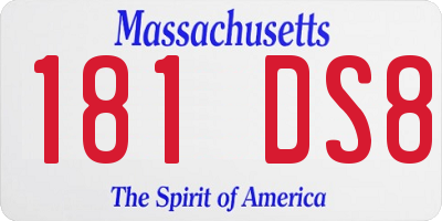 MA license plate 181DS8