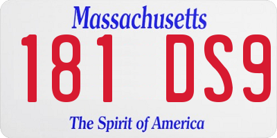 MA license plate 181DS9
