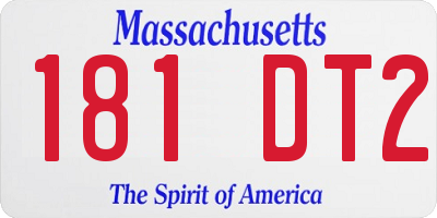 MA license plate 181DT2
