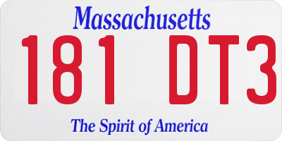 MA license plate 181DT3