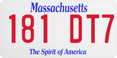 MA license plate 181DT7