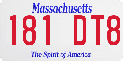 MA license plate 181DT8