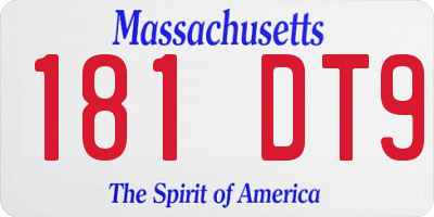 MA license plate 181DT9