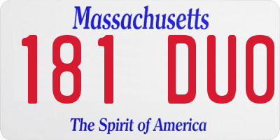 MA license plate 181DU0