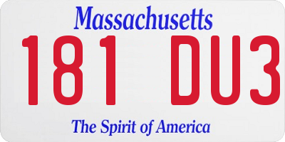 MA license plate 181DU3
