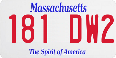 MA license plate 181DW2