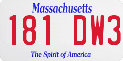 MA license plate 181DW3