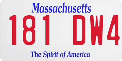 MA license plate 181DW4
